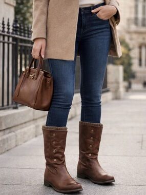 Cozy Brown Ankle Boots with Button Accents